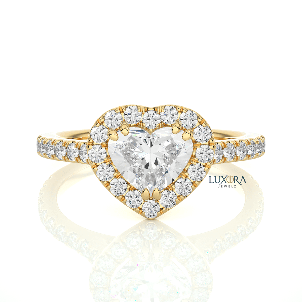 Heartfelt Romance Heart-Shape Diamond Halo Ring