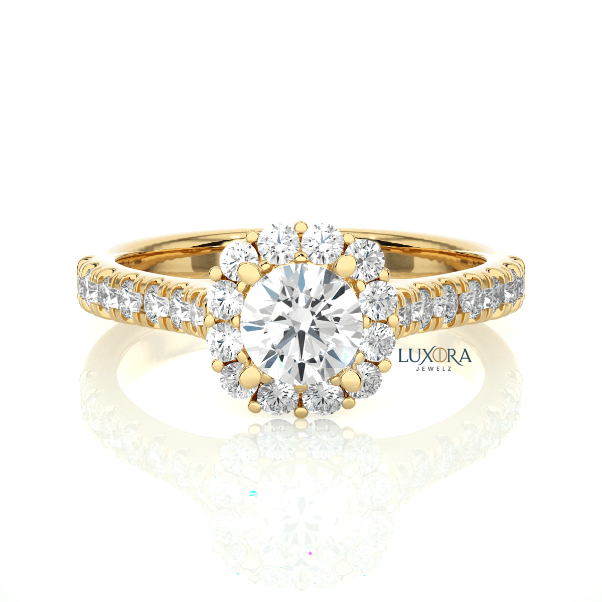 Dazzling Floral Halo Diamond Ring