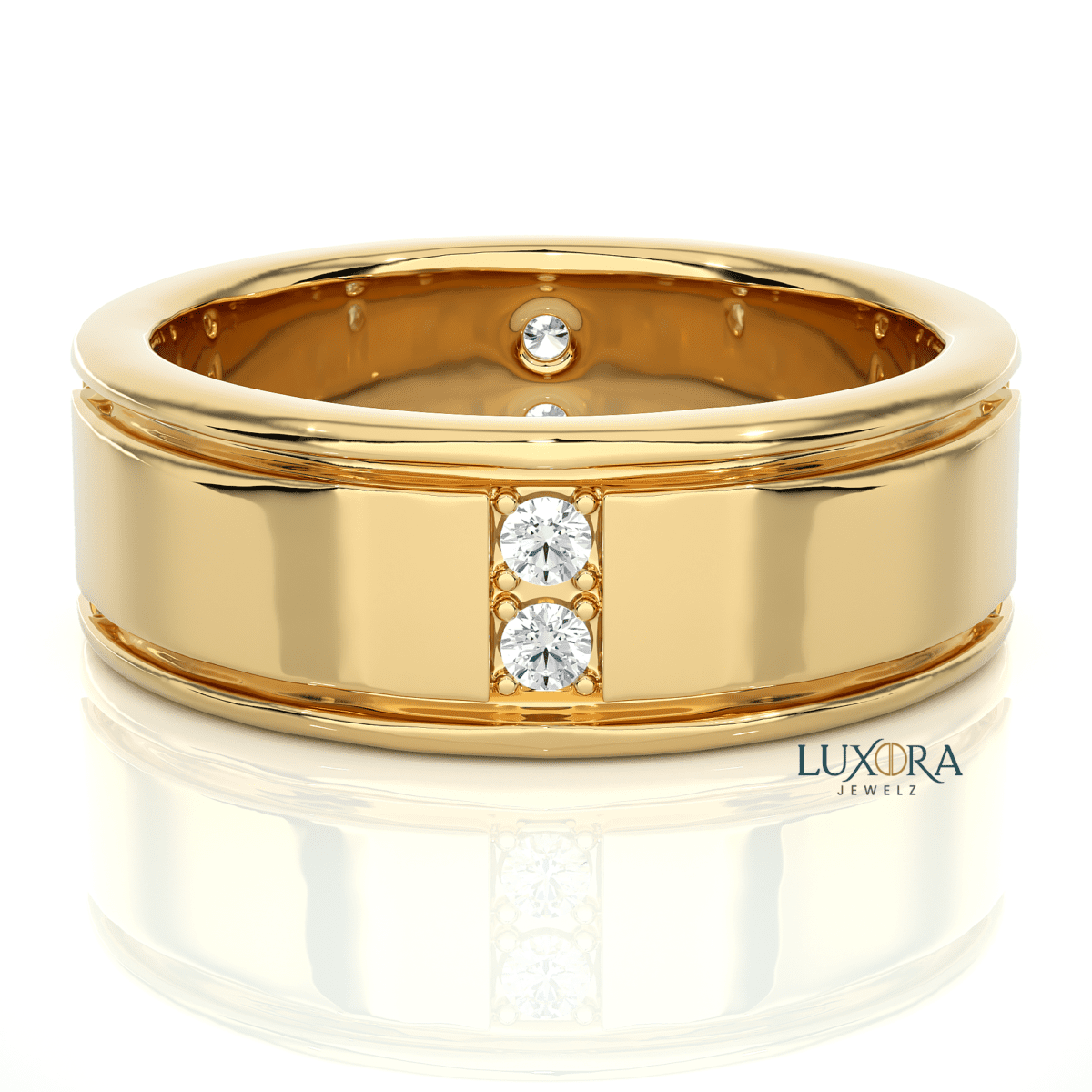 Sleek Diamond Band Ring in Sterling Silver | Luxora Jewelz