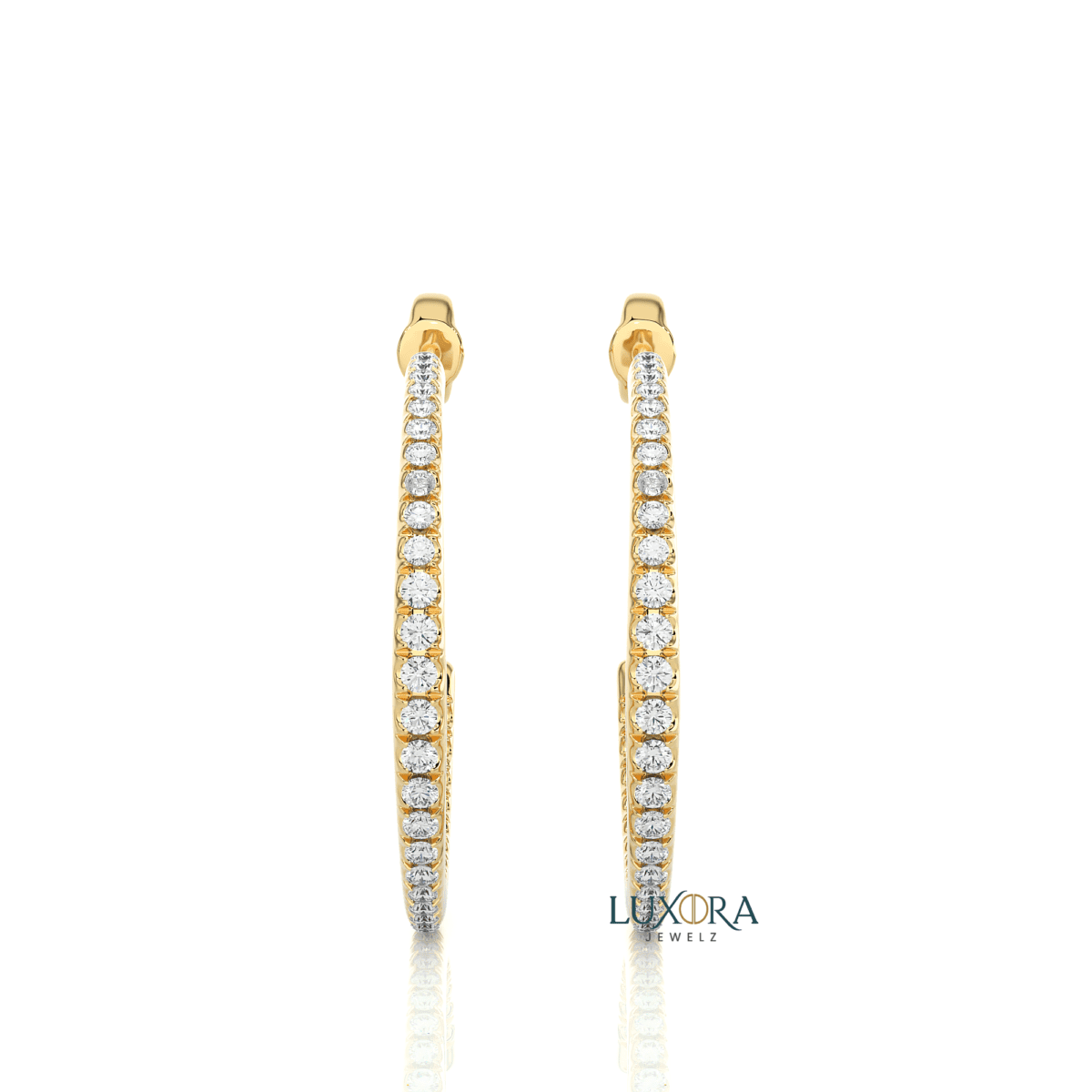 Diamond-Encrusted Hinged Hoop Earrings | Luxora Jewelz