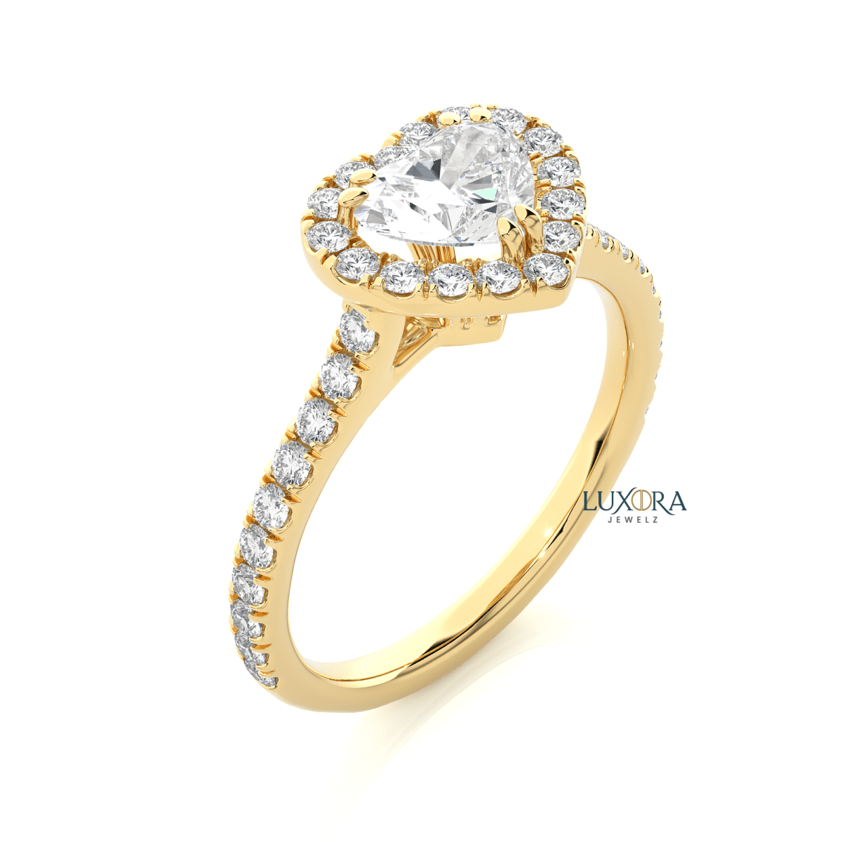 Heartfelt Romance Heart-Shape Diamond Halo Ring