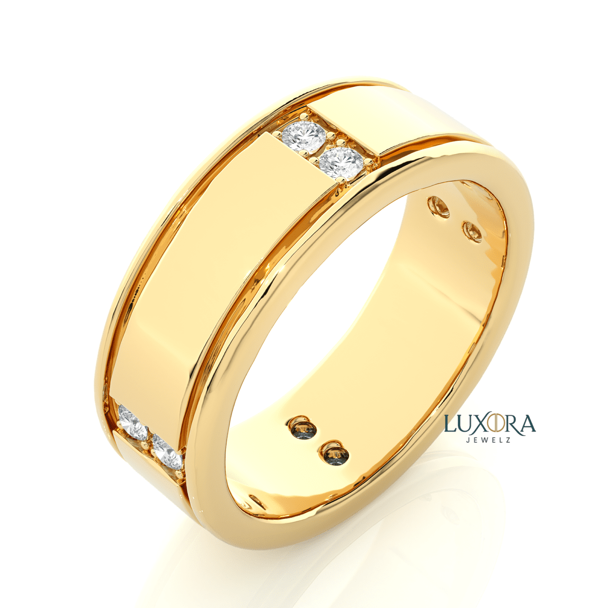 Sleek Diamond Band Ring in Sterling Silver | Luxora Jewelz