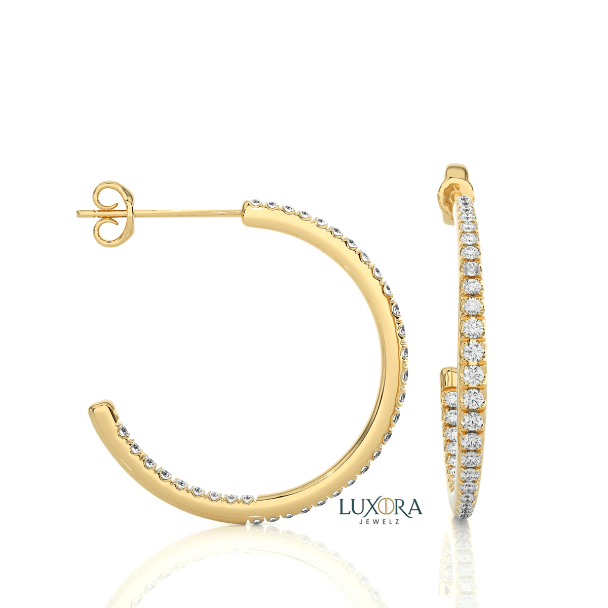 Diamond-Encrusted Hinged Hoop Earrings | Luxora Jewelz