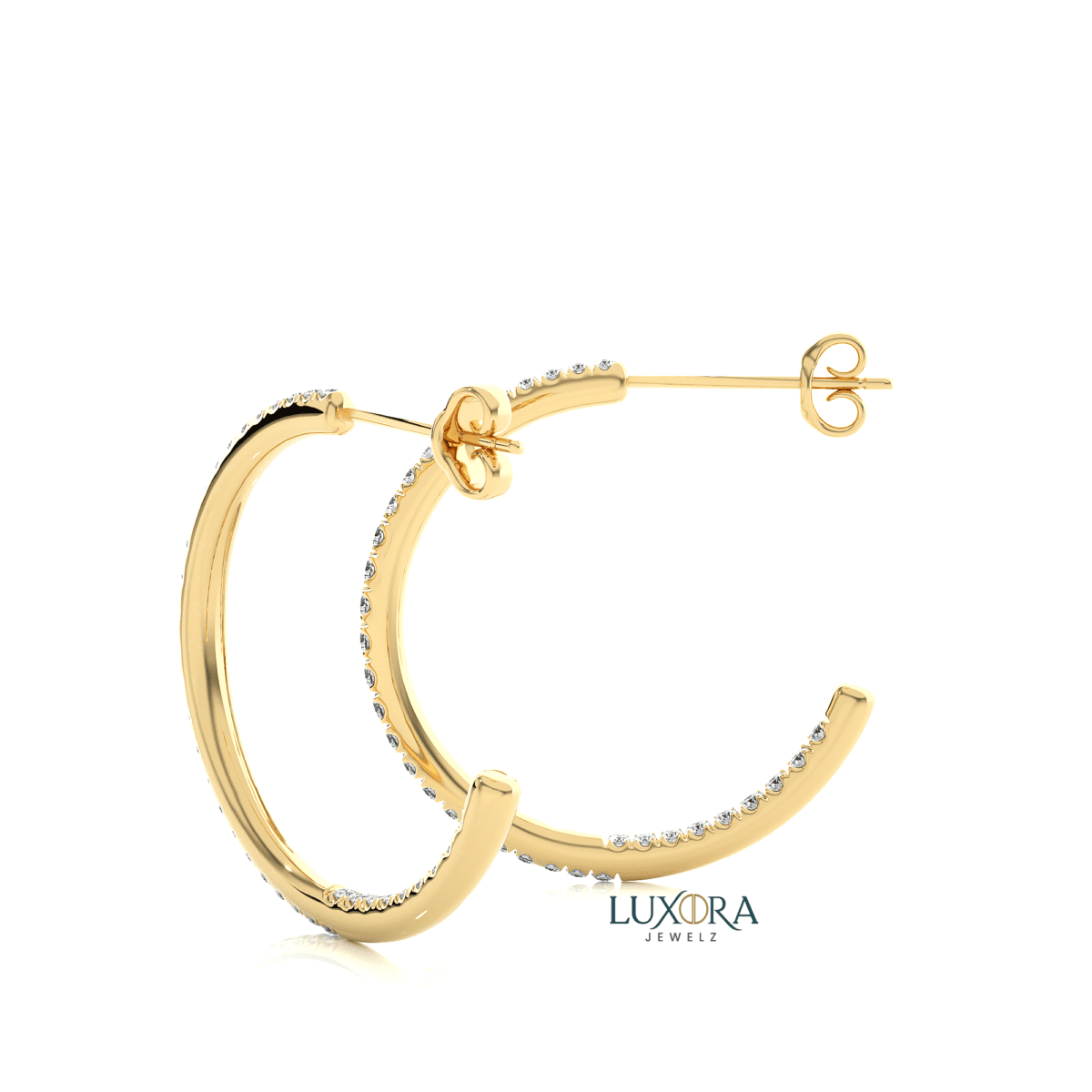 Diamond-Encrusted Hinged Hoop Earrings | Luxora Jewelz