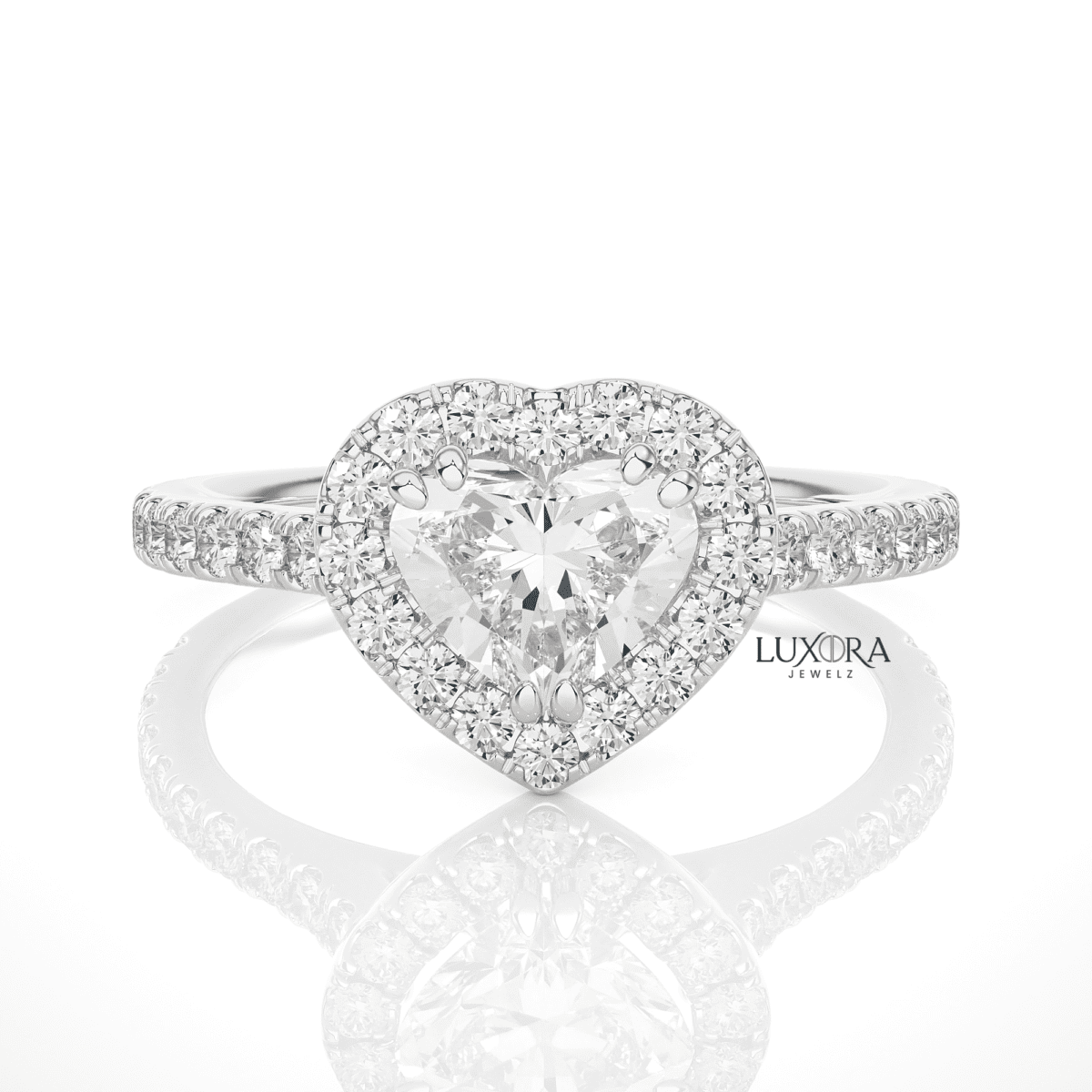Heartfelt Romance Heart-Shape Diamond Halo Ring