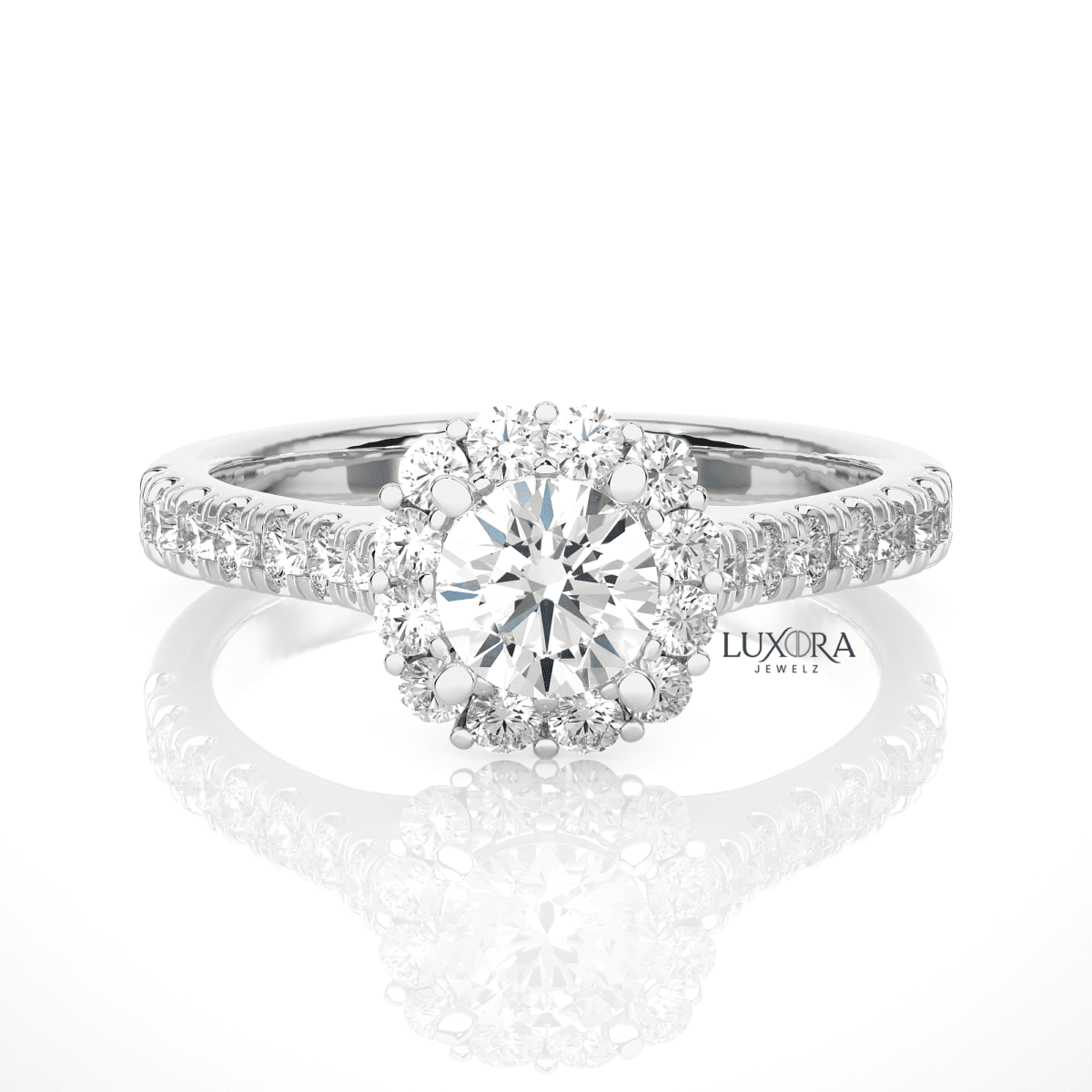Dazzling Floral Halo Diamond Ring