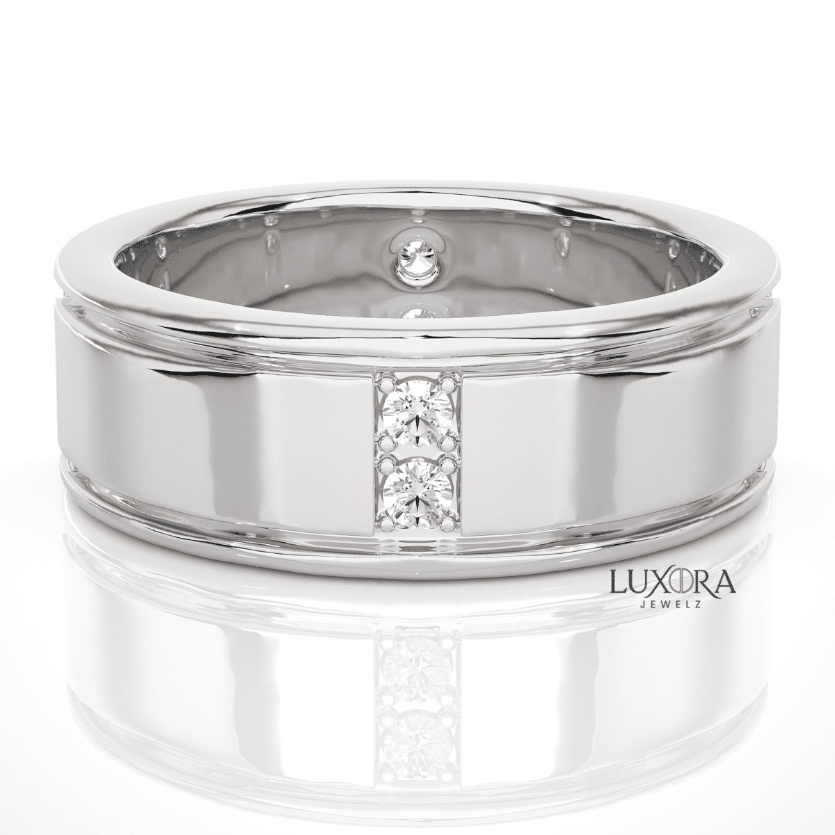 Sleek Diamond Band Ring in Sterling Silver | Luxora Jewelz
