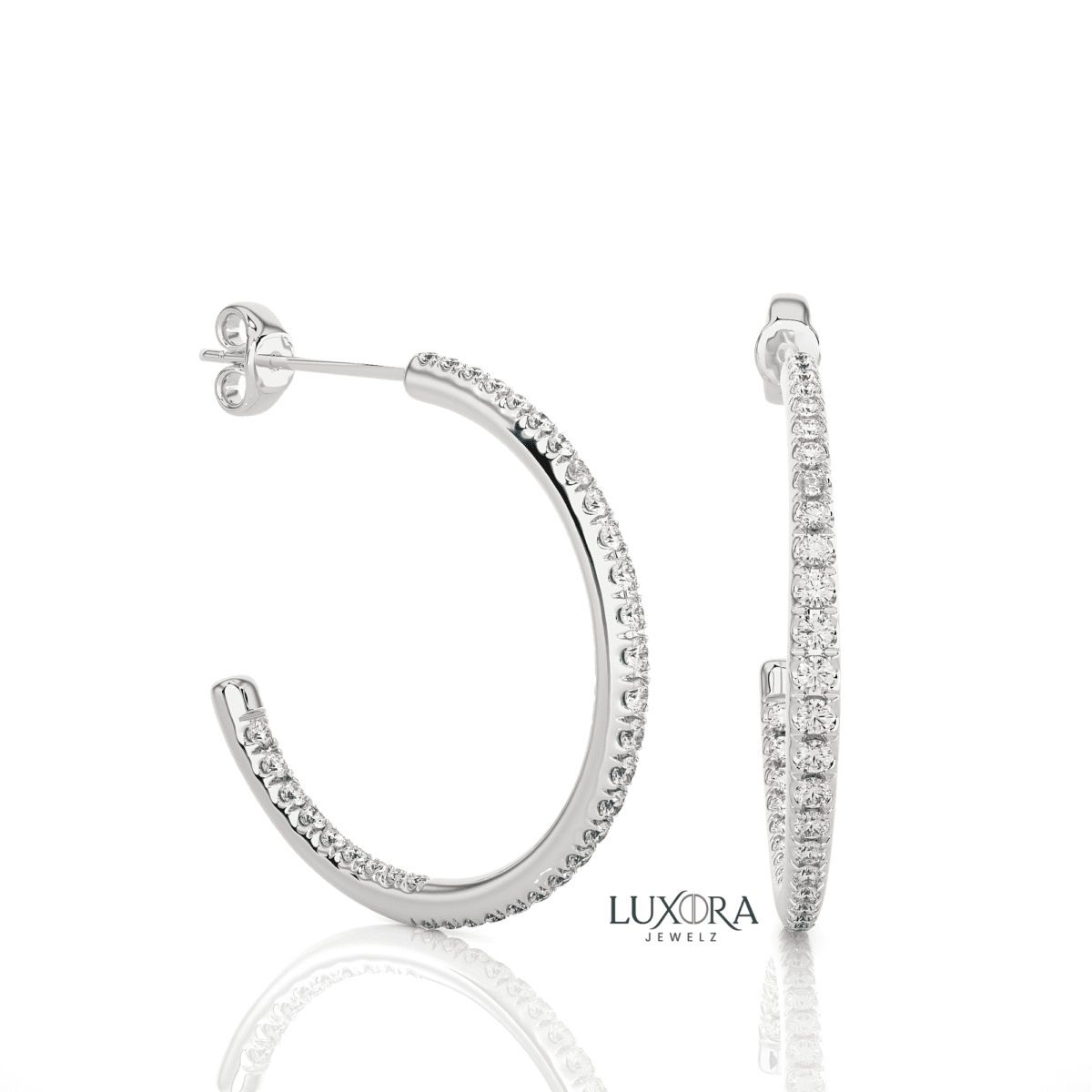 Diamond-Encrusted Hinged Hoop Earrings | Luxora Jewelz