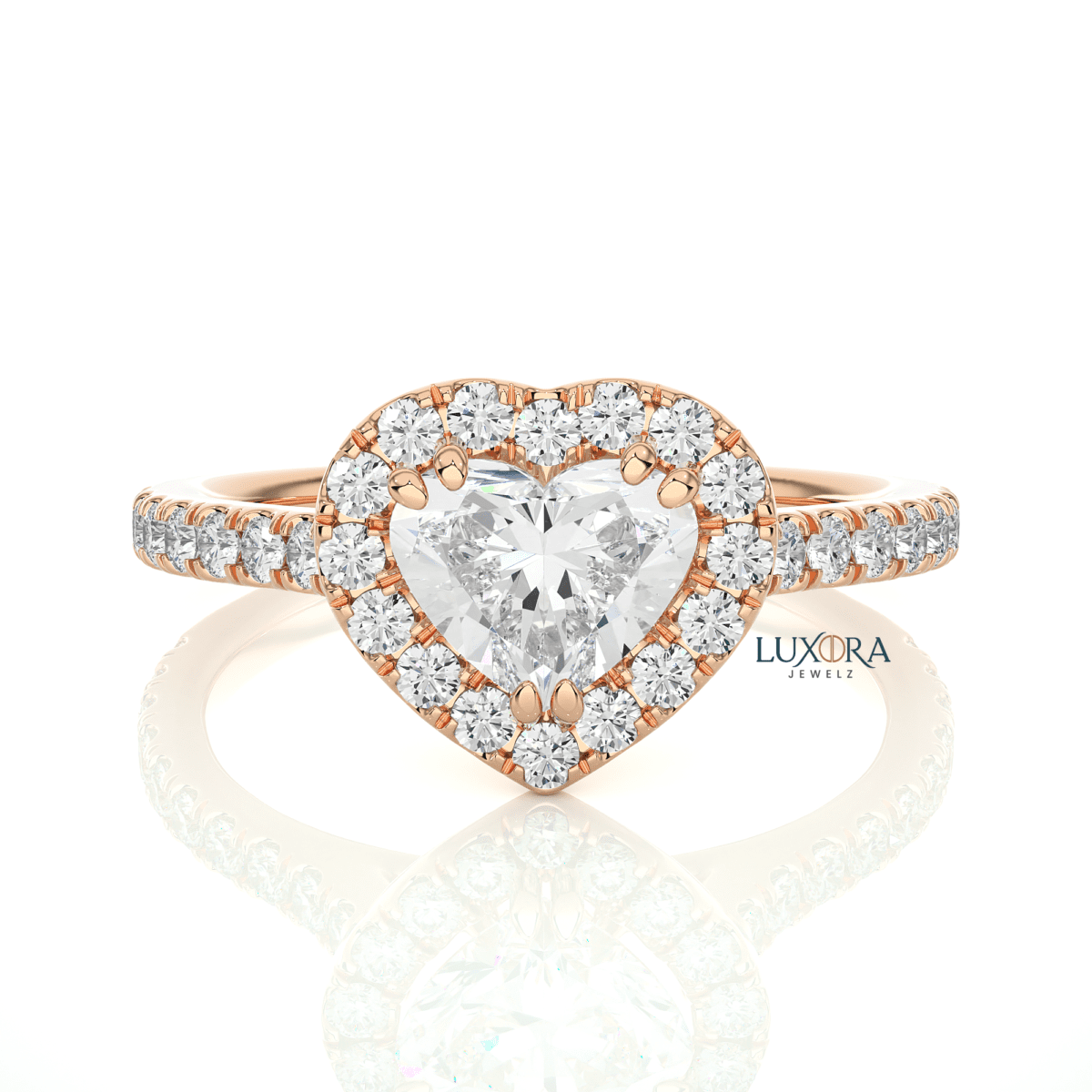 Heartfelt Romance Heart-Shape Diamond Halo Ring