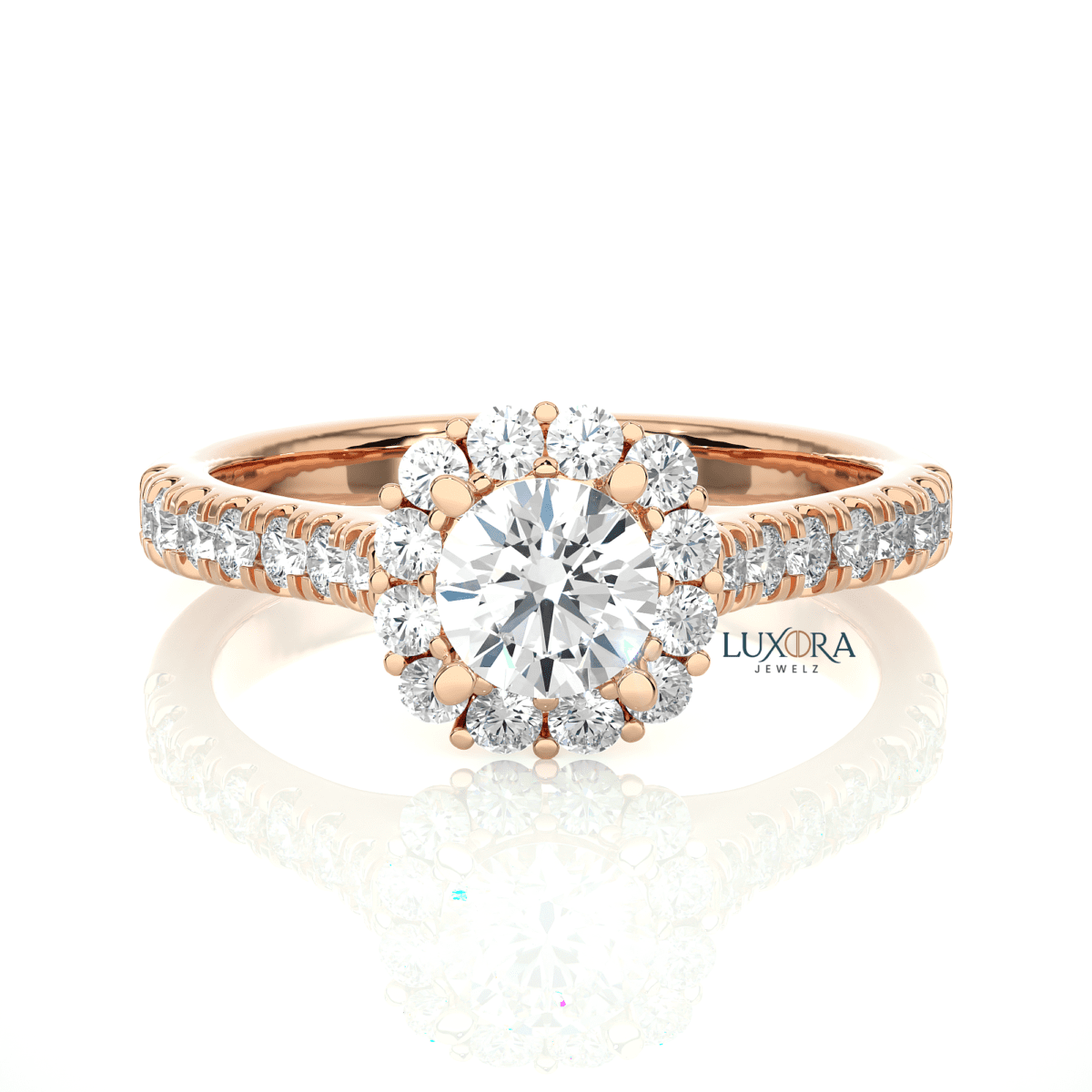 Dazzling Floral Halo Diamond Ring