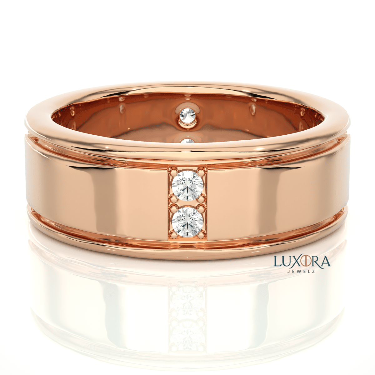 Sleek Diamond Band Ring in Sterling Silver | Luxora Jewelz