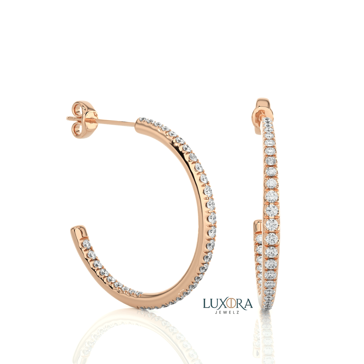 Diamond-Encrusted Hinged Hoop Earrings | Luxora Jewelz